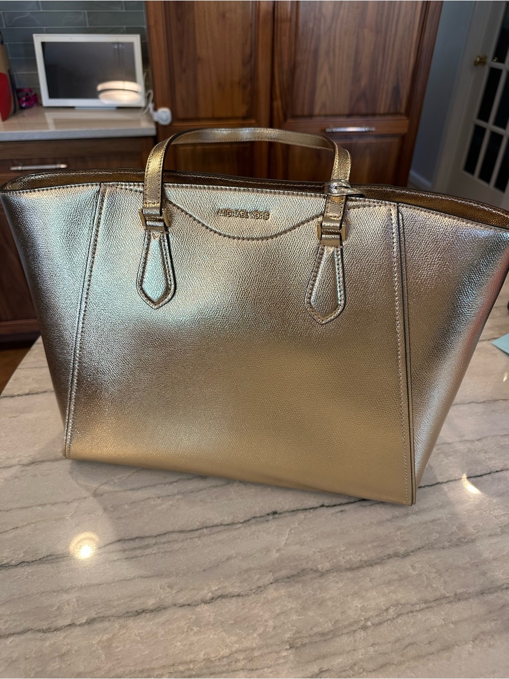 Michael Kors Metallic Gold Tote with Top Handles